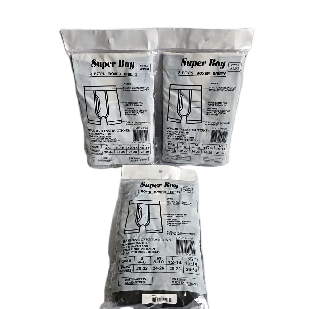 NEW Lot Of 3 3-packs Boys BOXER BRIEFS Size S 4-6 Assorted Colors Super Boy‎